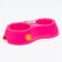 Double bowl with a bottle mount, 150/300 ml, 29.5x15 cm, pink