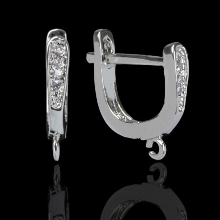 Schwenzes with zircon "oval", white color in silver