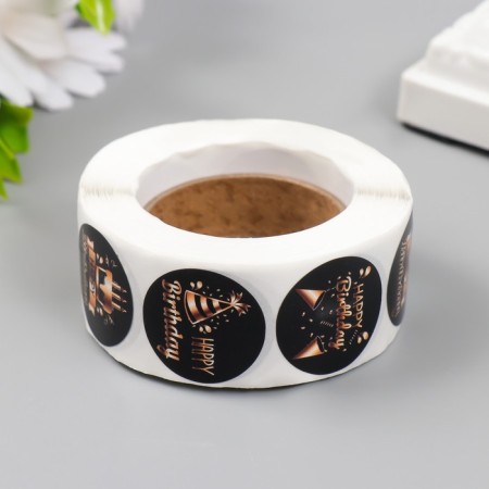 Stick Paper "Birthday" Gold D = 2.5 cm 500 pcs in a roll 3x6.5x6.5 cm-2
