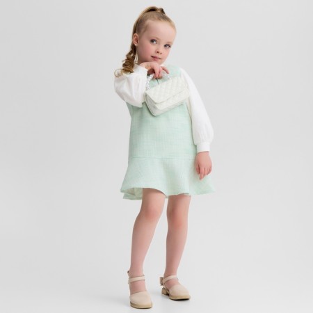 Сарафан для девочки, MINAKU :Party Dress, цвет зеленый, рост 104 см-11