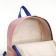 A backpack with a zipper, external pocket, pink color