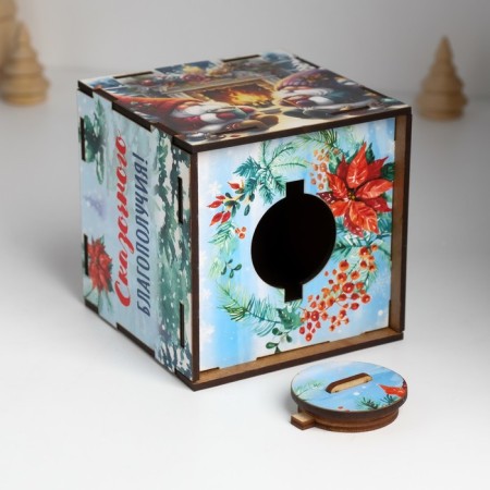 New Year's piggy bank Cube "Fairytale well -being" 10x10x10 cm-7