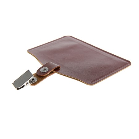 Badge carman, leatherette, horizontal, (external 105 x 80 mm), internal 85 x 50 mm, with a clamp, on the button-1