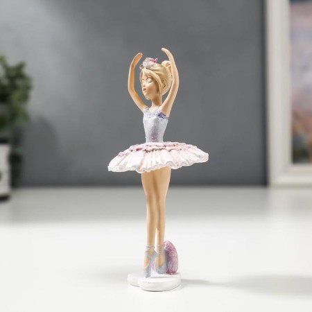 Polystone souvenir "Ballerina - pink -blue dress" 13.5x5x6 cm-1