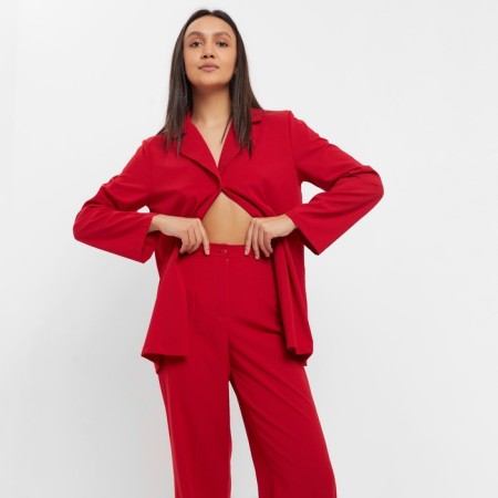 Women's costume (jacket, trousers) minku: Green Trend color red, size 44-1