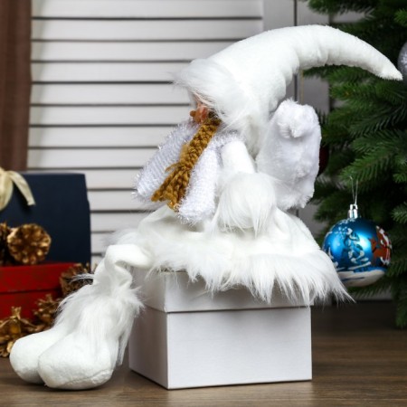 Interior doll "Angel-girl in a white fur coat, cap and scarf" 47 cm-2