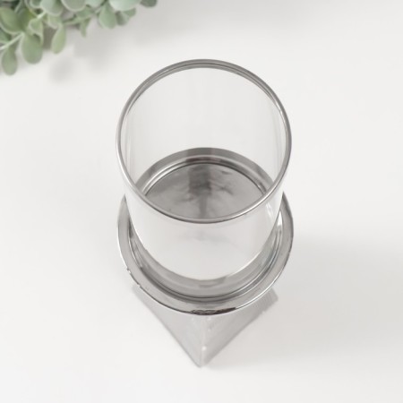 Ceramics candlestick, glass for 1 candle "BUENO" d = 7.5 cm silver 9.5x9.5x29.5 cm-3
