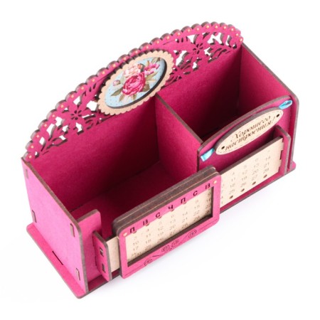 Calendar-penis "Summer flowers", plum-gold, 17x7.5x12 cm, MDF-3