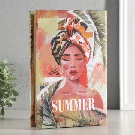 Сейф-книга дерево, кожзам, зеркало "Девушка в ярком тюрбане" 24х16х5 см-4