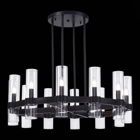 Suspended chandelier ST LUCE. SL1237.403.12. Isla. 12x15 W, E14, 90x90x31 cm, black color-1