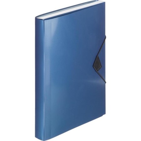 Folder-carte, A4, 6 departments, 800 μm, calligrata top "Mistral", elastic band, embossing, blue metallic-2