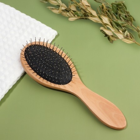 Massage comb “SWAR”, 8.2 × 23.3 cm, color “Light Wood”/Black-1