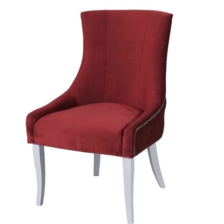 Chair "Marzio", velor fabric, Molding Nickel, support of the white array, Berry's color