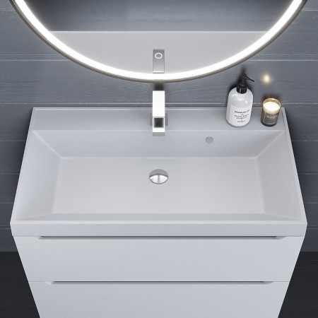 Sink uperwood Classic Quartz 80 cm, quartz, white matte, jasmine-1
