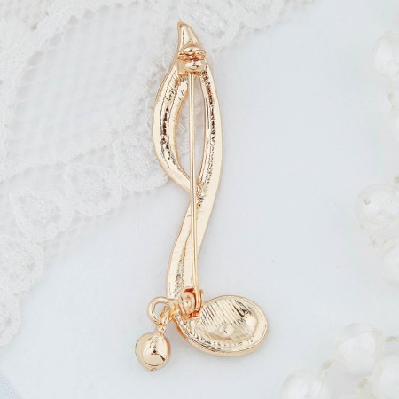 Brooch "Nota", white color in gold-1