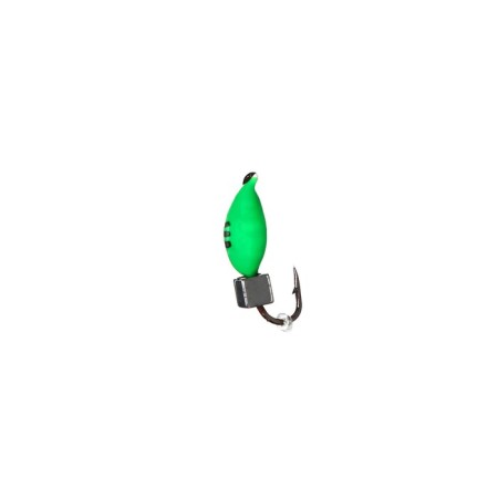 Mormyshka nymph green, black strip + cube silver, weight 0.7 g-1