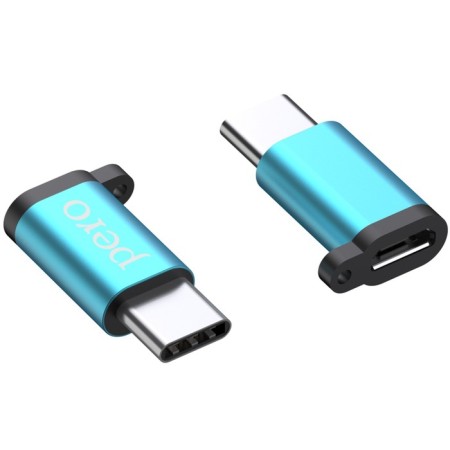 Adapter Pero AD01, Type -C - microUSB, metal, blue