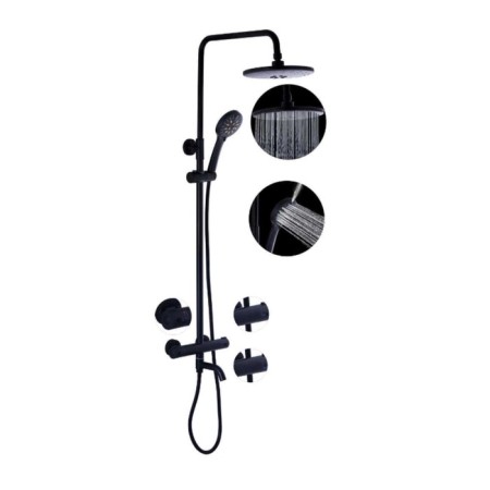 The shower system Fashun A52426-7, thermostat, pour 163 mm, tropes shower, black