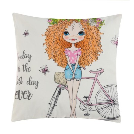 Pillowcase decorative Ethel girl stories "Walk" 40x40 cm, velor