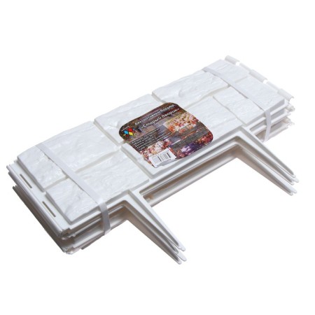 Decorative fence, 24 × 177.5 cm, 5 sections, plastic, white, "stone"-10