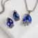 Set 2 objects: earrings, pendant "jacqueline" sheet, blue color in black silver, 45 cm