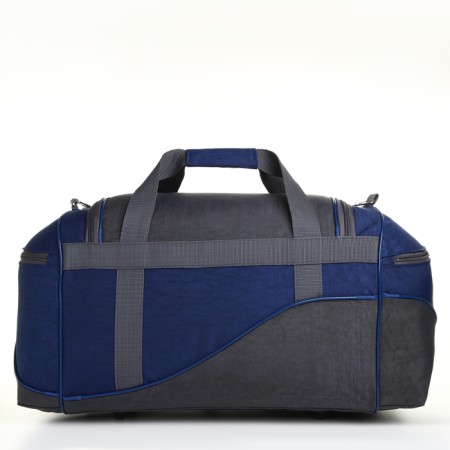 Sportivnaya bag on a zipper with a lining, 3 external pockets, gray/blue color-1