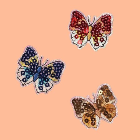 A set of thermal buttons "Butterflies", 3 pcs, with sequins-1