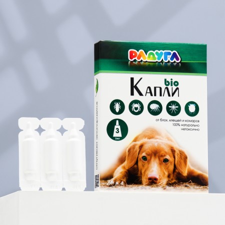 Drops "Rainbow Bio" for dogs from fleas, ticks, mosquitoes, 3 x 1 ml