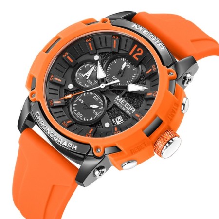 Men's watches, d-5.1 cm, with a chronograph, 3 atm, luminous, orange-1