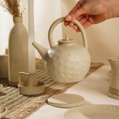 Teapot of ceramic ceramic SL Home "Vento", 650 ml, 15 × 12 × 16.5 cm, beige color-7