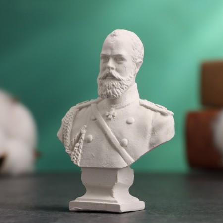Бюст "Император Александр III" белый, 4,5х2,5х6,5см-1