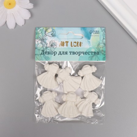 Decor for the creativity of Polystone "Dress with Bantik" White set 6 pcs 2.7x3 cm-3