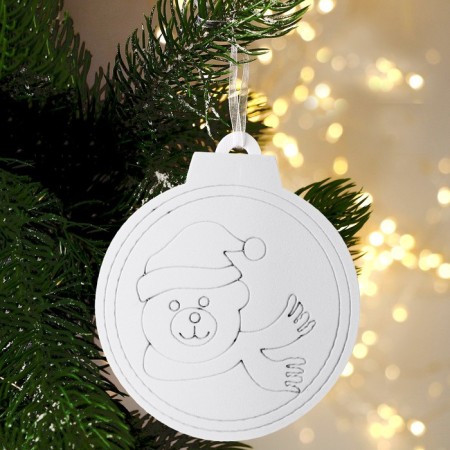 Christmas tree decoration for painting "Bear" 4 pcs., Brush