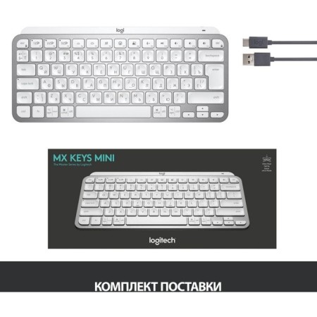Keyboard Logitech MX Keys Mini Silver/White USB wireless BT/Radio LED (920-01050 107890