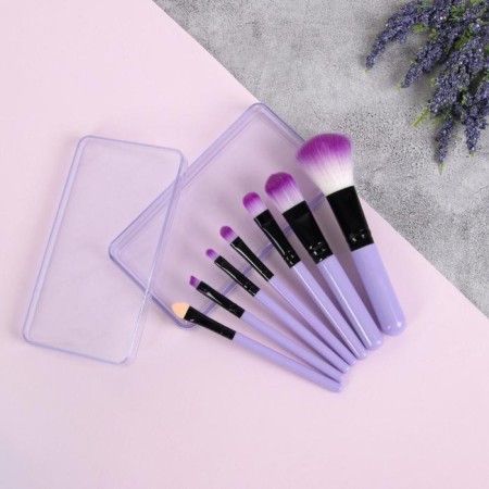A set of makeup brushes, 7 items, in a plastic case, color mix-8