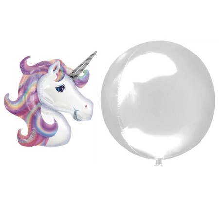Polymer ball 18 "Unicorn", ball in a ball, with a stick, purple color-1