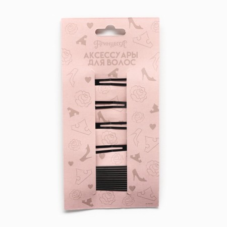 Invisible black 12 pcs, 5 cm, hairpin click-crac 4 pcs, 5 cm, set, princesses-3