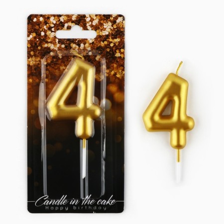 Candle for the cake, number "4", gold, 4 x 10 cm.-1