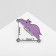 Hippo "School" icon, white-lilac color in ferrous metal