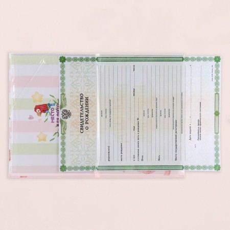 The folder for the birth certificate "Funny animals" Giraffe, A5-3