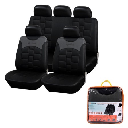 Covers for seats universal Airline Monarch, 11 objects, eco -leather, black/gray color