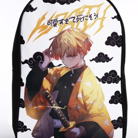 Backpack school textile "anime", 38x14x27 cm, black color, white-3