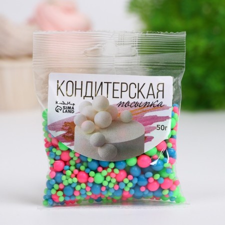 Sprinking confectionery with the effect of neon in color glaze "Blue, lime, pink", 50 g-1