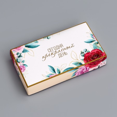 Folding box for 8 sweets without a window of "beautiful mood", 9.8 x 17.7 x 3.5 cm. Confectionery packaging-2