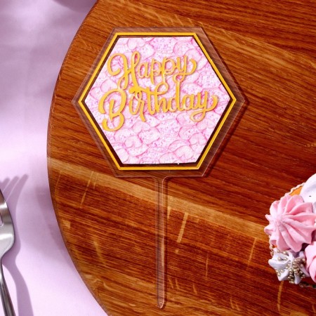 Set for decoration: Topper "Happy Birthday" 1 pc, a ring for napkins 1 pc, mix-2
