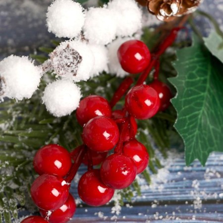 Decor "Winter charm" berry berries red white needles, 25 cm-1