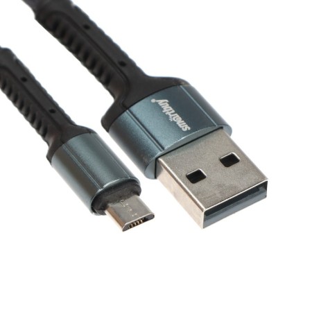 Cable Smartbuy S26, MicroUSB - USB, 3 A, 1 m, fast charging, nylon braid, gray