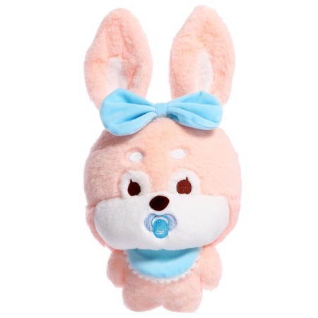 Soft toy "Bunny" with a bow, 20 cm, peach color