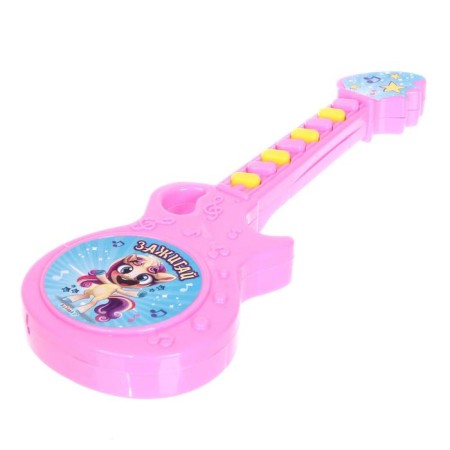 Musical guitar "Funny animals", toy, sound, pink color-1