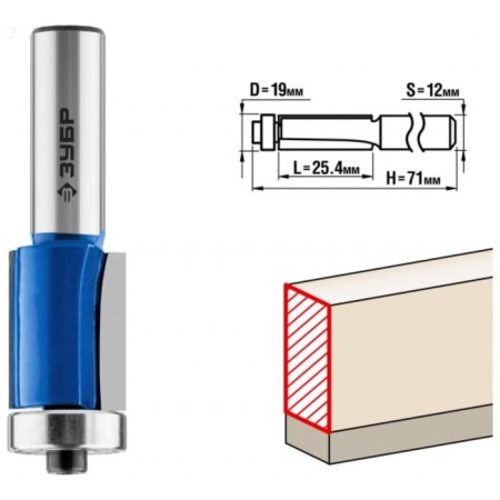 Clester's milling bison 28727-19-25.4-12, with a bearing, a shank d = 12 mm, 19 x 25.4 mm